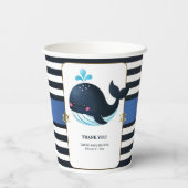 海ブルー海の下にかわいいクジラの赤ちゃんシャワー 紙コップ (裏面)