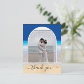 海ブルー熱帯ビーチフォトアーチ サンキューカード (スタンド正面)