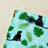 海ブルー熱帯黒犬のビーチタオルで ビーチタオル (インサイチュ)