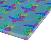 海ブルー絞り染めアイランドトライバルカメ カッティングボード (角)