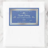 海ブルー製品ラベル(金ゴールドフレームとロゴ) 長方形シール (バッグ)