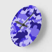 海ブルー迷彩柄の壁時計。 ラウンド壁時計 (傾斜)