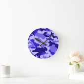 海ブルー迷彩柄の壁時計。 ラウンド壁時計 (ホーム)