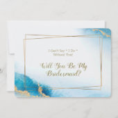 海ブルー金ゴールドは私の花嫁招待状 招待状 (正面)