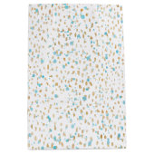 海ブルー金ゴールドサンドドット ミディアムペーパーバッグ (正面)