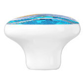 海ブルー金ゴールドメタリック波抽象芸術 セラミックノブ (側面)