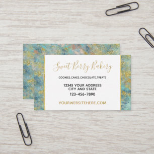 海ブルー金ゴールド抽象芸術 名刺