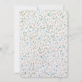 海ブルー金ゴールド紙吹雪ドット水色誕生日 招待状 (裏面)