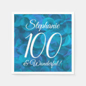 海ブルー100と素晴らしい誕生日パーティー スタンダードカクテルナプキン (正面)