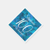 海ブルー100と素晴らしい誕生日パーティー スタンダードカクテルナプキン (角)