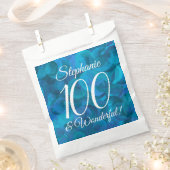 海ブルー100と素晴らしい誕生日パーティー フェイバーバッグ (クリップ留めされた状態)