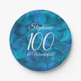 海ブルー100と素晴らしい誕生日パーティー ペーパープレート