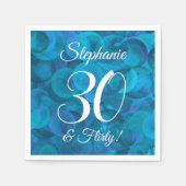 海ブルー30歳と気のあるそぶりをした誕生日パーティー スタンダードカクテルナプキン (正面)