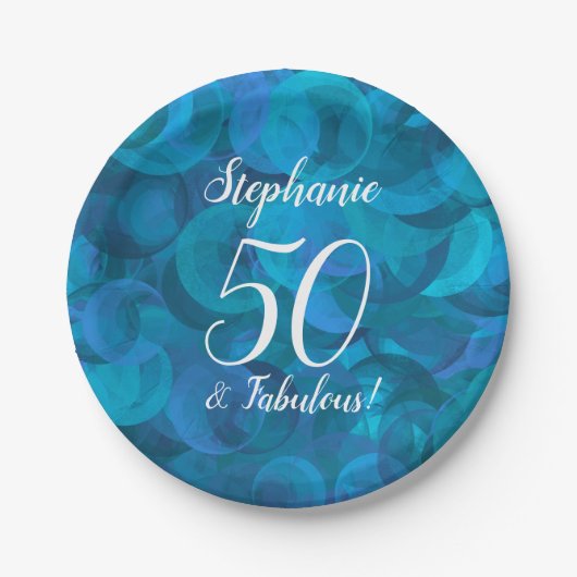 海ブルー50と素晴らしい誕生日パーティー ペーパープレート (正面)