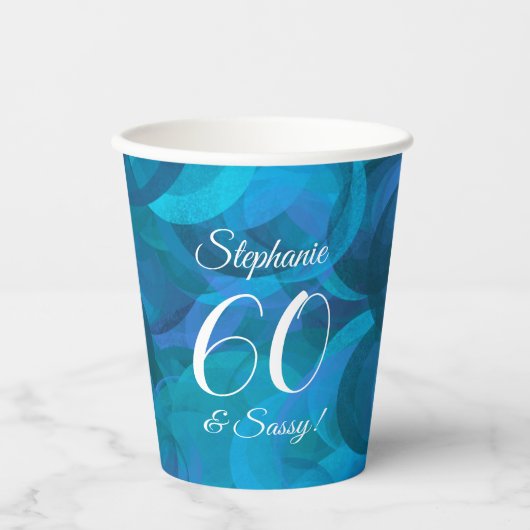 海ブルー60とサッシー誕生日パーティー 紙コップ (正面)