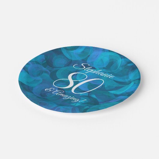 海ブルー80と素晴らしい誕生日パーティー ペーパープレート (アングル)