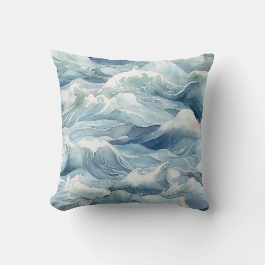 海ブルー(泡の力とエネルギーの波) クッション (正面)