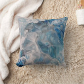 海ブルー、流体アート抽象芸術装飾用クッション クッション (ブランケット)