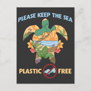 海プラスチック救フリー海動物海カメ ポストカード