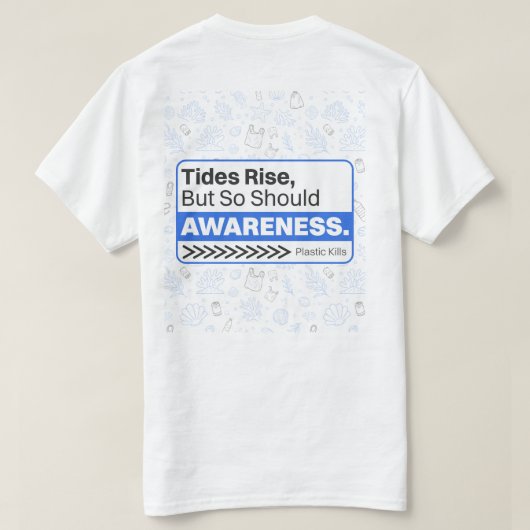 海プラスチック汚染環境認識度 Tシャツ (デザイン裏面)