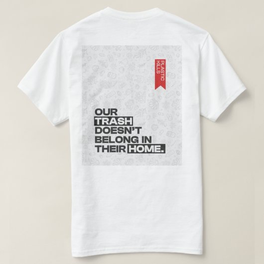 海プラスチック汚染認識度引用文 Tシャツ (デザイン裏面)