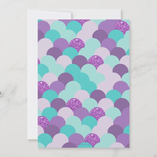 海プールの下の人魚の誕生日パーティパープル 招待状 (裏面)