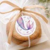 海プールの下の人魚パーティーありがとうステッカー ラウンドシール