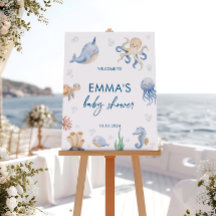 海ベビーシャワー歓迎サイン、海のサイン
