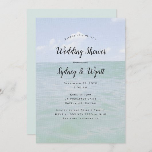 海ホライズンウェディングシャワー招待状テンプレート 招待状 (正面/裏面)