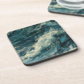 海ホワイトキャ絵を描ップ コースター (左側)