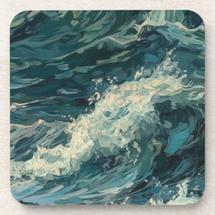 海ホワイトキャ絵を描ップ コースター
