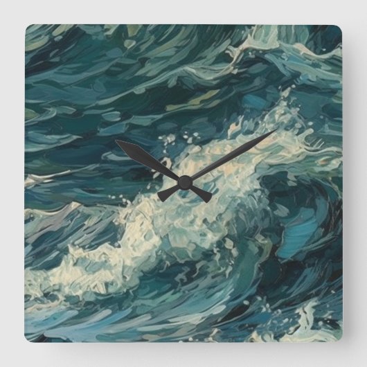 海ホワイトキャ絵を描ップ スクエア壁時計 (正面)