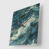 海ホワイトキャ絵を描ップ スクエア壁時計 (傾斜)