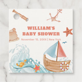 海ボーイアドベンチャーセーリングボートベビーシャワー フェイバータグ