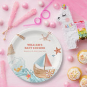 海ボーイアドベンチャーセーリングボートベビーシャワー ペーパープレート (パーティー)