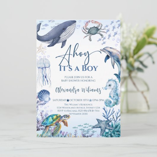 海ボーイベビーシャワーパーティの招待状 招待状 (スタンド正面)