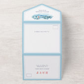 海マウンテンライトハウスブルーウォーター結婚カラー オールインワン招待状 (外側)