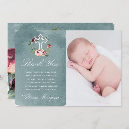 海マルサラフローラバプテスマサンキューカード 招待状 (正面/裏面)