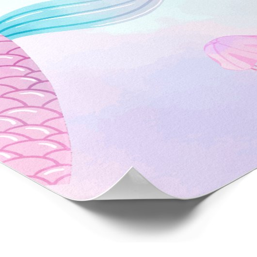 海マーメイドテールベイビーシャワーへようこそ ポスター (角)