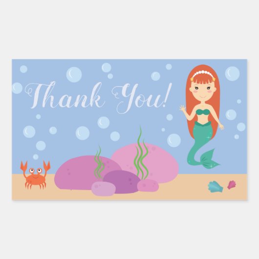 海マーメイド感謝していことわざあなた水中ステッカー 長方形シール (正面)