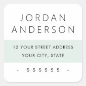 海ミニマル淡い色の緑色帯差出人住所 スクエアシール (正面)