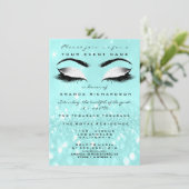 海メイクアップホワイトグリッター16ブライダルシャワー 招待状 (スタンド正面)