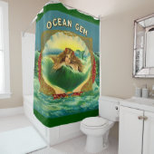 海メルメイド葉巻ラベルプリント シャワーカーテン (インサイチュ)