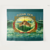 海メルメイド葉巻ラベルプリント タペストリー (正面(横))