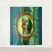 海メルメイド葉巻ラベルプリント タペストリー (正面)