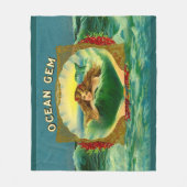 海メルメイド葉巻ラベルプリント フリースブランケット (正面)