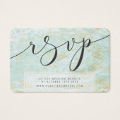海モダンと金ゴールドの大理石対応RSVPカードの挿入 (正面)