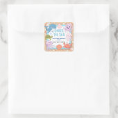 海モダンのエレガント誕生日の下の水色3 スクエアシール (バッグ)