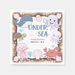 海モダンのエレガント誕生日の下の水色6 スタンダードカクテルナプキン