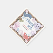 海モダンのエレガント誕生日の下の水色6 スタンダードカクテルナプキン (角)